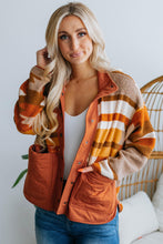 Load image into Gallery viewer, Brown Quilted Patch Pockets Aztec Furry Jacket
