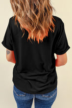 Load image into Gallery viewer, Black Halloween Sequin Pattern Patched Crewneck Tee
