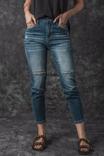 Load image into Gallery viewer, Blue Distressed Ripped Skinny Jeans
