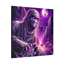 Load image into Gallery viewer, Purple Horror Mummy Canvas Art, Spooky Home Decor, Halloween Wall Art, Horror Movie Print, Gothic Wall Hanging
