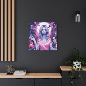 Halloween Art Canvas, Spooky Decor, Wall Art, Halloween Decoration, Witch Artwork, Gifts for Her