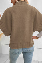 Load image into Gallery viewer, Blackish Green Mock Neck Batwing Short Sleeve Knit Sweater
