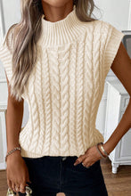 Load image into Gallery viewer, Oatmeal Cable Knit High Neck Sweater Vest

