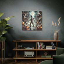 Load image into Gallery viewer, Spooky Mummy Art Canvas Print | Halloween Home Decor, Fall Wall Art, Unique Gift, Framed Mummy Artwork, Creepy Halloween Decor
