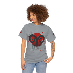 Aries Heart Tee, Unisex Heavy Cotton T-Shirt, Astrology Gift, Birthday Present, Graphic Tee, Casual Wear, Unique Design