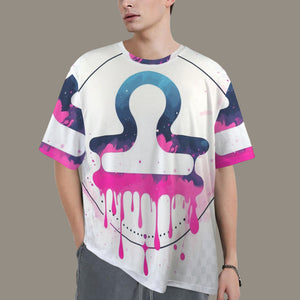 Libra Round Neck Loose T-Shirt (Inky Splatter)