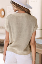 Load image into Gallery viewer, Pale Khaki Patch Pocket Short Sleeve Sweater
