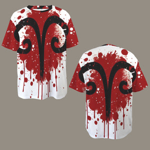 Aries Round Neck Loose T-Shirt (Inky Splatter) 3