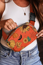 Load image into Gallery viewer, Orange Pumpkin Sunflower Halloween Graphic Crossbody Bag
