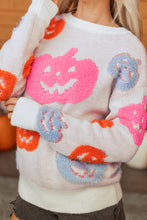 Load image into Gallery viewer, Beige Halloween Cute Pumpkin Pattern Sweater
