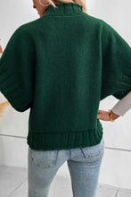 Load image into Gallery viewer, Blackish Green Mock Neck Batwing Short Sleeve Knit Sweater
