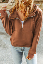 Load image into Gallery viewer, Pink Quarter Zip Kangaroo Pocket Hoodie
