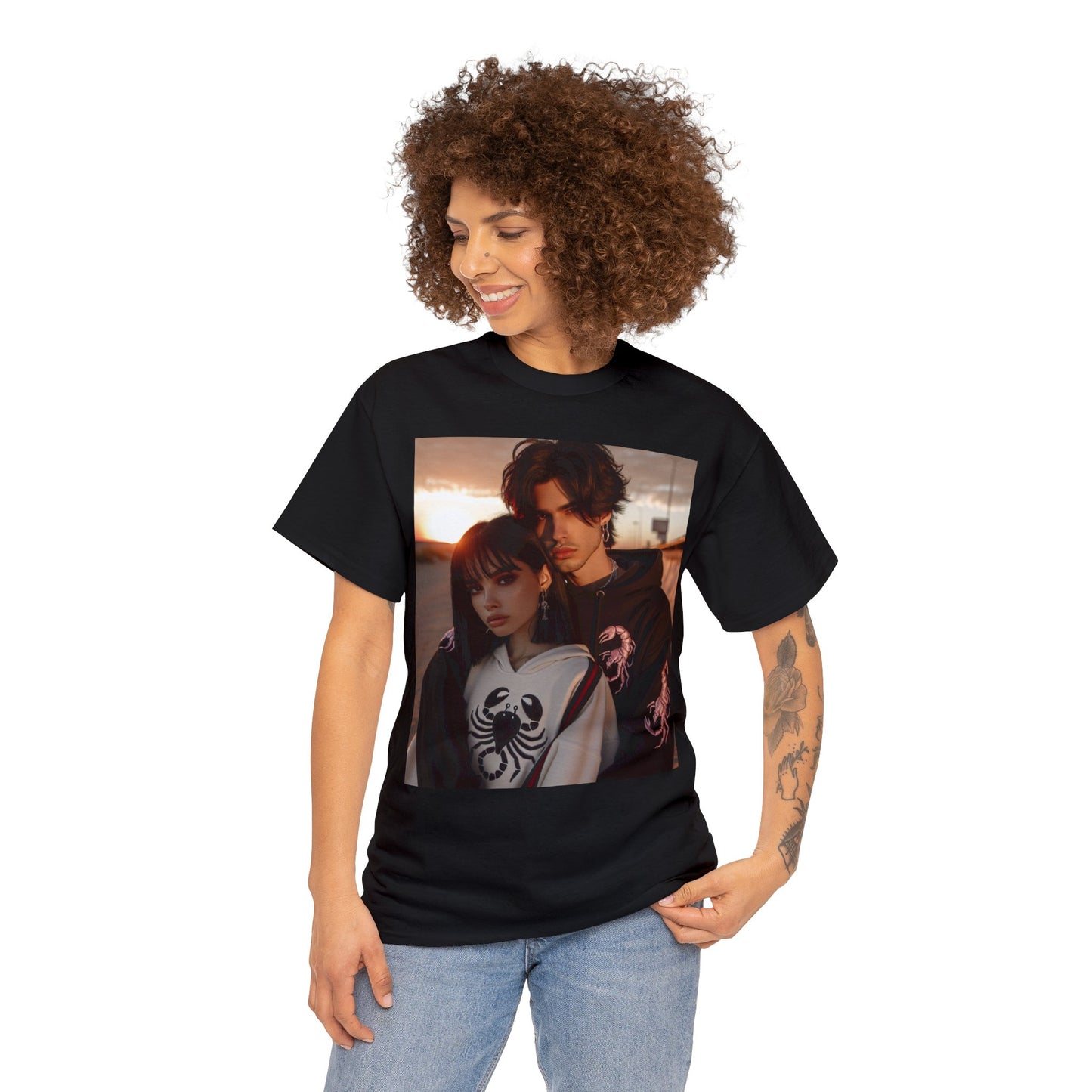 Unisex Scorpio Couple (1) Heavy Cotton Tee