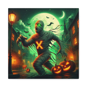Spooky Halloween Wall Art Canvas, Mummy Decor for Fall, Halloween Party Decoration, Frightening Home Decor, Unique Gift Idea