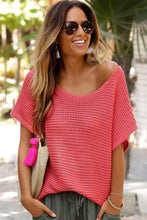 Load image into Gallery viewer, Red Clay Solid Loose Knit Short Dolman Sleeve Sweater
