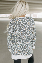 Load image into Gallery viewer, White Printed Solid Trim Leopard Print Top
