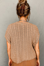 Load image into Gallery viewer, Black Crew Neck Cable Knit Short Sleeve Sweater
