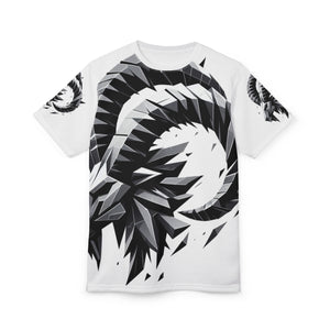 Stylish Graphic Unisex Tee, Trendy AOP T-Shirt, Black and White Design, Perfect Gift for Him/Her, Casual Wear