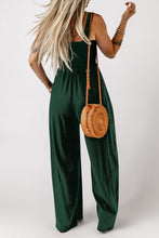 Load image into Gallery viewer, Green Smocked Sleeveless Wide Leg Jumpsuit with Pockets
