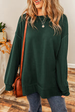 Load image into Gallery viewer, Duffel Green Oversized Drop Shoulder Split Hem Sweatshirt

