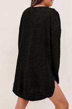 Load image into Gallery viewer, Black Waffle Knit High Slits Oversized Top
