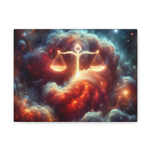 Load image into Gallery viewer, Cosmic Balance Canvas Wall Art - Celestial Decor, Zodiac Gift, Space Wall Art, Libra Astrology, Home Aesthetic
