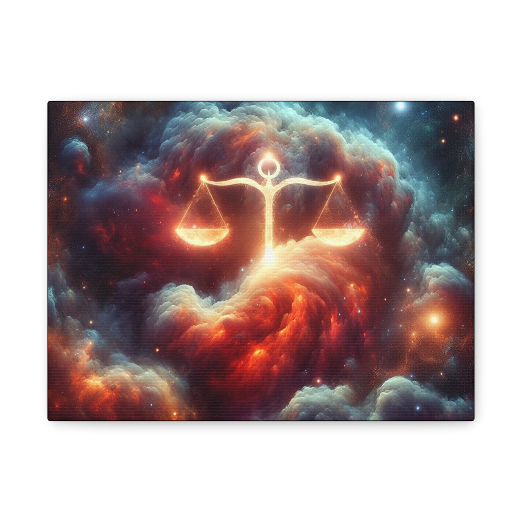 Cosmic Balance Canvas Wall Art - Celestial Decor, Zodiac Gift, Space Wall Art, Libra Astrology, Home Aesthetic