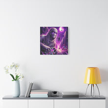 Load image into Gallery viewer, Purple Horror Mummy Canvas Art, Spooky Home Decor, Halloween Wall Art, Horror Movie Print, Gothic Wall Hanging
