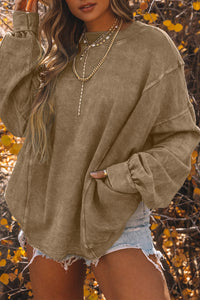Rose Exposed Seam Twist Open Back Oversized Sweatshirt