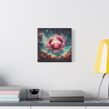 Load image into Gallery viewer, Galactic Crab Canvas Art Print, Home Decor, Zodiac Wall Art, Astrology Gift, Cosmic Crab Decor
