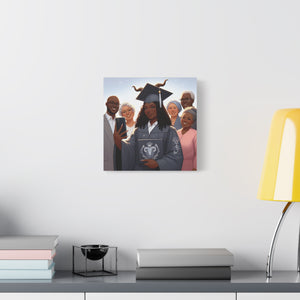 Graduation Celebration Canvas Print, Family Tribute Art, Graduation Gift, Wall Decor for Her, Customizable Artwork