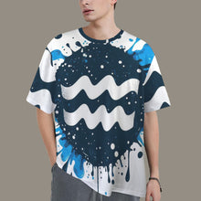 Load image into Gallery viewer, Aquarius Round Neck Loose T-Shirt (Inky Splatter) 4
