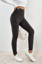 Load image into Gallery viewer, Gray Wide Waistband Ribbed Textured Knit Leggings
