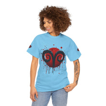Load image into Gallery viewer, Aries Heart Tee, Unisex Heavy Cotton T-Shirt, Astrology Gift, Birthday Present, Graphic Tee, Casual Wear, Unique Design
