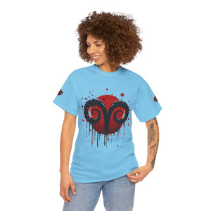 Aries Heart Tee, Unisex Heavy Cotton T-Shirt, Astrology Gift, Birthday Present, Graphic Tee, Casual Wear, Unique Design