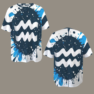 Aquarius Round Neck Loose T-Shirt (Inky Splatter) 4
