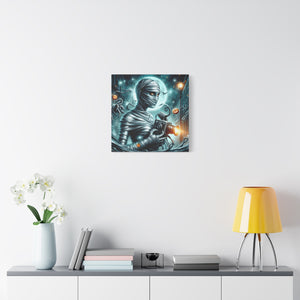 Spooky Mummy Canvas Art, Halloween Home Decor, Unique Wall Art, Horror Theme Decoration, Ghostly Photography Print