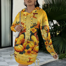 Load image into Gallery viewer, Design 58 Gemini long sleeve hooded drawstring sweatshirt dress
