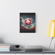 Load image into Gallery viewer, Galactic Crab Canvas Art Print, Home Decor, Zodiac Wall Art, Astrology Gift, Cosmic Crab Decor
