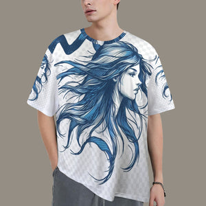 Aquarius Round Neck Loose T-Shirt (Rough Sketch) 2