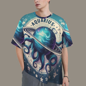 Aquarius (3) Round Neck Loose T-Shirt
