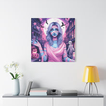 Load image into Gallery viewer, Halloween Art Canvas, Spooky Decor, Wall Art, Halloween Decoration, Witch Artwork, Gifts for Her
