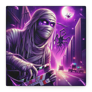 Purple Horror Mummy Canvas Art, Spooky Home Decor, Halloween Wall Art, Horror Movie Print, Gothic Wall Hanging
