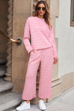 Load image into Gallery viewer, Pink Solid Quilted Pullover and Pants Outfit
