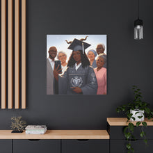 Load image into Gallery viewer, Graduation Celebration Canvas Print, Family Tribute Art, Graduation Gift, Wall Decor for Her, Customizable Artwork
