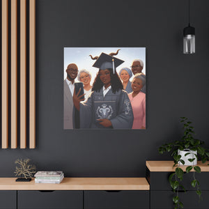 Graduation Celebration Canvas Print, Family Tribute Art, Graduation Gift, Wall Decor for Her, Customizable Artwork