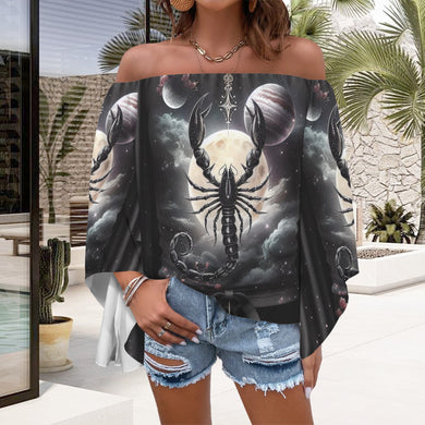 Designer (14) Scorpio Off Shoulder Trumpet Sleeve Blouse