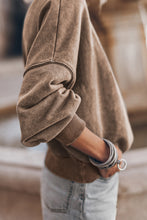 Load image into Gallery viewer, Brown Drop Shoulder Crew Neck Pullover Sweatshirt
