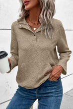 Load image into Gallery viewer, Laurel Green Textured Knit Buttoned Kangaroo Pocket Sweatshirt
