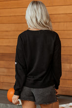 Load image into Gallery viewer, Black Sequin Cute Bow Ghost Graphic Crew Neck Halloween Sweatshirt
